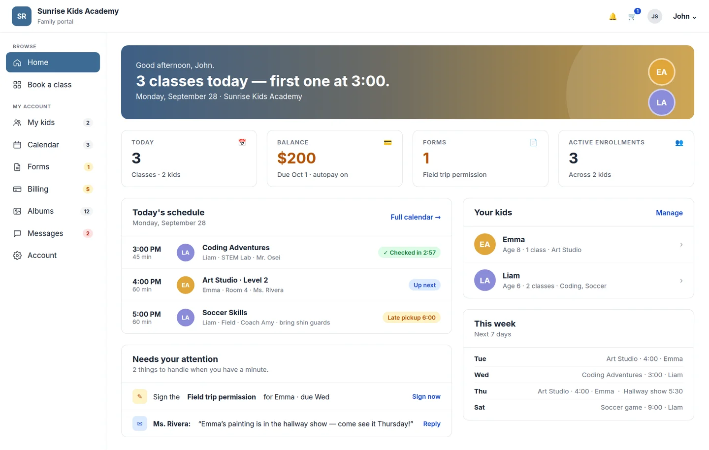 Parent portal